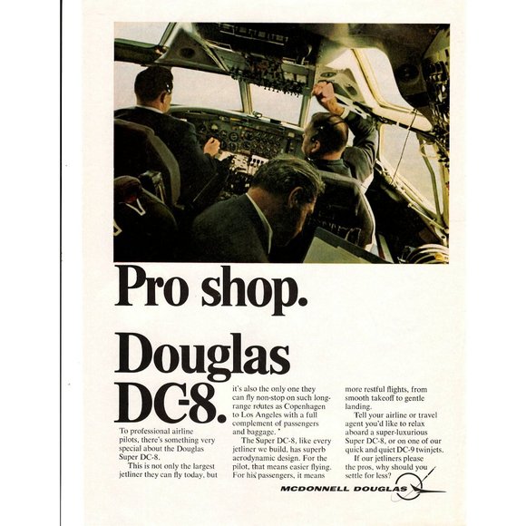 McDonnell Douglas Douglas DC-8 Advertising Print Ad Vintage Airplane Aircraft - Picture 1 of 2